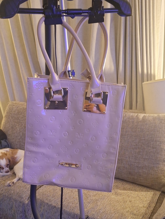 Versace Handbags - Versace Cream Shoulder Tote with Gold-Plated Accents